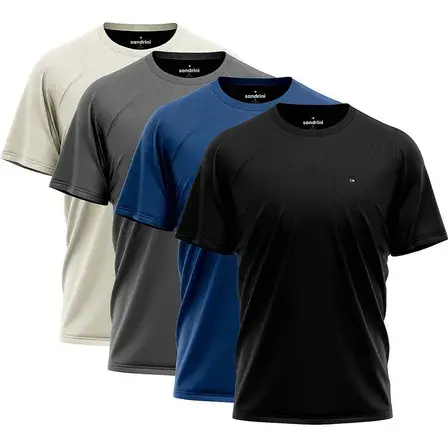 Kit 4 Camiseta Dry-fit Sandrini Masculina Academia Caminhada