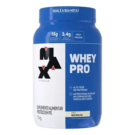 Whey Pro Baunilha Max Titanium Protein Pro Com Bcaa E Aminoácidos 1kg Sabor Baunilha