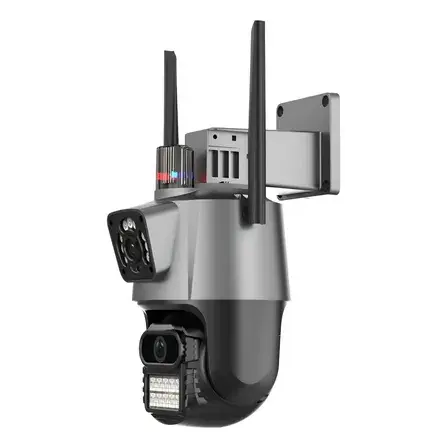 Câmera Segurança Wifi Ip Lente Dupla 2x 3mp Externa 360° Cor Cinza Aprova Dágua G.eye Câmera Segurança Dupla Cinza