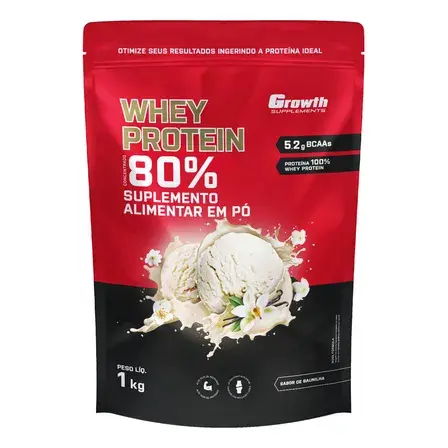 Whey Protein Concentrado 1kg Growth Supplements - Baunilha