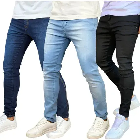 Kit 3 Calça Jeans Skinny Masculina Com Lycra Estica Muito Nf