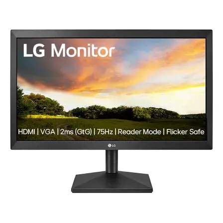 Monitor Pc LG 19.5'' 20mk400h-b Led Hd Hdmi Vga (d-sub) 75hz 2ms(gtg) Ajuste De Inclinação Reader Mode Preto 127/220v