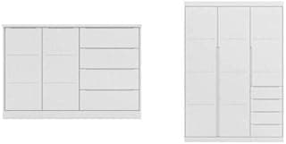 Quarto Infantil com Guarda Roupa 3 Portas 4 Gavetas e Cômoda Pérola Phoenix Baby Branco