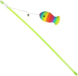 Vara Interativa com Guizo para Gatos | Brinquedo com Pelúcia Colorida | Corda Elástica 42cm, Vareta Plástico 50cm, Estimula Exercício e Diversão