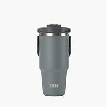 TYESO - Garrafa térmica de Grande Capacidade 1050ml, Copo Térmico Inox com Alça Dobrável, adequada para Esportes, Viagens, Escola e Uso Diário.(Cinza)