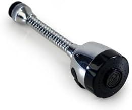 Extensor de Torneira Flexível com 2 Jatos 17,5 cm Cromado, Pia Cozinha, Giro 360°, Mangueira, Prático, Adaptador Universal