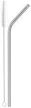 Canudos de Aço Inoxidável Reutilizáveis Curvos Prateado 2 Peças com Escova de Limpeza 27cm