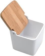 LYOR - Saleiro de Mesa de Cerâmica com Tampa de Bambu Bianco 12cm x 12cm