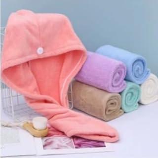 Toalha Touca Banho Feminina para Secagem Rápida dos Cabelos (ROSA)