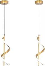 kit 2 luminarias pendente formato espiral cor dourado com LED de 12W embutido