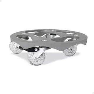 Suporte De Vaso Redondo Com Rodas Gel 25cm Alumínio Fundido (Prata)