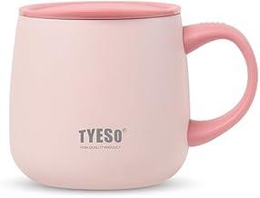 TYESO Caneca de Café 355ml com Revestimento Cerâmico - Cores Vibrantes, Anti-Vazamento e Isolamento Térmico para Escritório e Casa(Rosa)