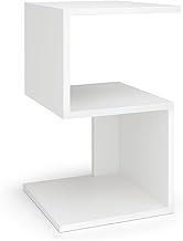 BOXFAN Criado-Mudo Multiuso de MDF com Nichos em Z ou S, Mesa de Cabeceira, Mesa de Apoio para Quarto, Sala ou Escritório, Ideal para Cama de Casal ou Solteiro, Decoração Moderna - Branco