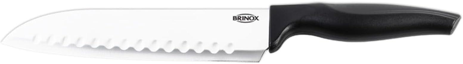 Brinox - Faca Santoku 7" Lâmina Aço Inoxidável Cross - Preto