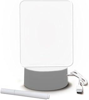 Luminária de Mesa LED 3D Quadro de Mensagem Acrílico Apagável, Placa de Anotações Reutilizável com Caneta Inclusa, Luz Noturna Decorativa com Base e Alimentação USB