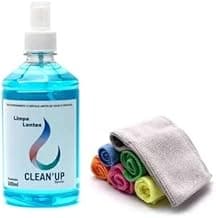 1 Limpa Lentes 500ml + 3 Flanelas Microfibra Ideal na limpeza de ?culos, TV, Celulares e telas