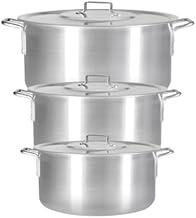 Kit Panelas de Alumínio 3 Peças (5,5L, 6,5L e 8L) - Jogo de Panelas de Alumínio Fundido Grosso com Aquecimento Rápido e Distribuição Uniforme de Calor- Ideal para Cozinha Fogão a Gás ou Indução