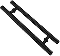 Puxador Para Porta 60cm Redondo Madeira E Vidro Aço Inox 304 Escovado Pivotante Diversas Cores - Brinovar (PRETO)