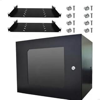 Rack Mini Organizador, 8U, Acrílico, 2 Bandejas, 8 Parafusos Incluídos, Sistema de Gabinete
