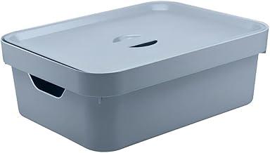 Ou Caixa Organizadora com Tampa 10,5L Azul Glacial Linha Cube