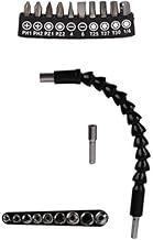 Kit Cabo Extensor Flexível para Parafusadeira com Bits e Soquetes, 21 Peças, Aço Carbono, Conector 1/4", Inclui Adaptador e Variedade de Pontas