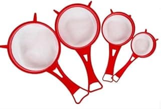 Kit 4 Peneiras Vermelhas Conjunto de Coadores em Diferentes Tamanhos para Cozinha