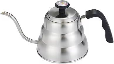 Chaleira Bico de Ganso 1 Litro com Termômetro Integrado – Aço Inox ou Preta Fosca – Ideal para Café Coado, Hario V60, Chemex e Métodos de Infusão (Inox)