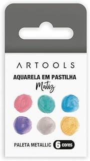 Aquarela em Pastilha Individual Matiz Artools Estojo 6 Cores Metálicas