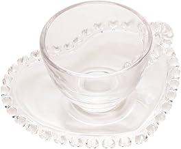 LYOR - Xícara de Café de Cristal com Pires Coração 80ml