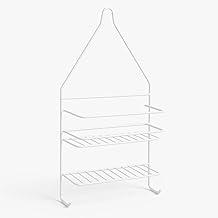 Porta Shampoo Duplo de Ferro Branco 25x46x8,5cm – Organizador de Banheiro para Shampoo, Sabonete e Cosméticos – Estrutura Resistente com Alça para Pendurar