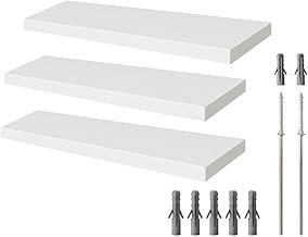 Kit 3 Prateleiras MDF Branco Parede, Suporte Invisível, Flutuante, 80x20, Pliar