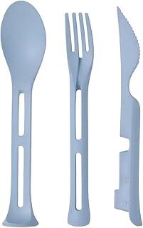 Kit de Talheres Reutilizável Portátil em Fibra de Bambu Azul Garfo Faca e Colher Talher Ecológico Sustentável para Viagem