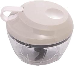 LYOR - Mini Processador de Alimentos Manual de Plástico 3 Lâminas Premium Preto e Cinza 13,5cm x 9,5cm