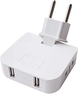 Kit 2 Adaptador de Tomada T Articulado Benjamin Bivolt Flexível Portátil com 2 Entradas Usb Mundo F&s