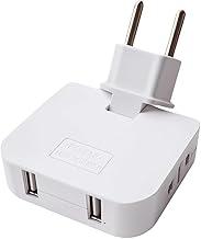 Kit 2 Adaptador de Tomada T Articulado Benjamin Bivolt Flexível Portátil com 2 Entradas Usb Mundo F&s