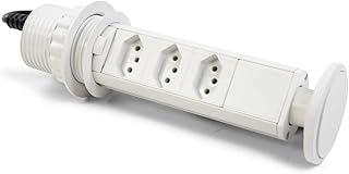 Torre De 03 Tomadas Antichoque Retrátil Multiplug De Embutir 20a (Branca)