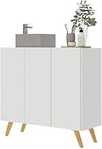 Gabinete Banheiro 3 Portas Retrô 90cm Multimóveis Mp5030 Branco/natural