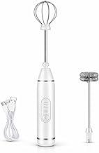 Mini Mixer Elétrico Portátil, 3 Velocidades, Batedor Fouet Inox, Recarregável USB Misturador para Bebidas e Ovos (Branco)
