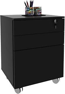 Gaveteiro Arquivo com Chave e Rodízios Multimóveis Vcr25045 Preto