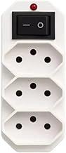Adaptador de Tomada Benjamim Bivolt 03 saídas c/Botão 10A 250v Branco Multiplicador de Tomadas Multiuso Resistente