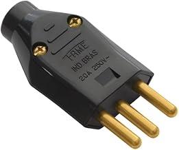 PLUGUE 2P+T - 20A/250V JUNÇÃO MACHO - PRETO SOBREPOR – FAME