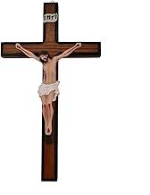 Crucifixo de Parede em Resina e Madeira Pendurar 27,8 CM