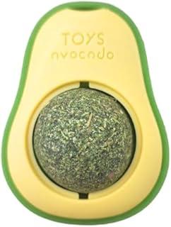 Brinquedo Interativo para Gatos em Formato de Abacate com Catnip Natural | Bola Giratória 360° | Higiene Bucal, Anti-Estresse | Elimina Bolas