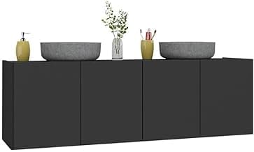 Gabinete de Banheiro 123,5cm Suspenso 4 Portas Multimóveis Mp5047 Preto