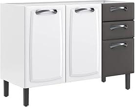 Balcão de Cozinha Itatiaia em Aço 3 Portas 2 Gavetas Branco e Grafite Sem Tampo New Premium