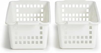 Kit 2 Cestos Organizadores Brancos para Geladeira Despensa e Armário Plástico Resistente