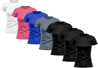 Kit 7 Camisetas Feminina Proteção Solar UV Lisa Treino Academia Passeio Fitness Ciclismo Camisa