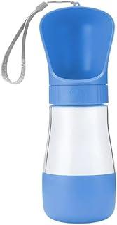 Garrafa Pet Bebedouro Portátil 2 em 1 Água e Ração Para Passeio Viagem Cães Gatos Coelho Animais Anti Vazamento Com Trava de Segurança (Azul)