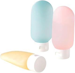 Kit de Frascos de Viagem para Shampoo, Creme e Sabonete, 60ml, 3 Peças, Cores Pastel (Rosa, Azul, Amarelo), Silicone