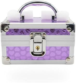 Mini Maleta de Maquiagem e Bijuterias Portátil com Espelho e Chave MDF Reforçado com Liga de Alumínio e PVC, Compacta, com Alça Ergonômica (LILÁS)
